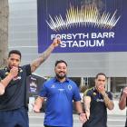Otago Rugby Referees Association education officer Tumua Ioane (centre) is surrounded by...