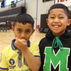 Invercargill children Taoa Fiso  (7, left) and Ene Molioo (8) at the Pasifika Youth Sports Day at...