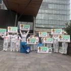The residents outside of the city council office in March protesting the plan to put a hazardous...