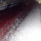 A gory scene of the blood-coated Townleys Road after the offal spill. Photo: Supplied