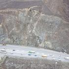 An aerial view of the slip causing delays near the entrance to Cromwell. Photo: NZTA