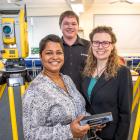 Inspecting robotic total stations at the University of Otago's School of Surveying earlier this...