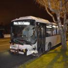 A bus, believed to have been stolen, came to a stop in Pine Hill Rd, Dunedin, after crashing into...