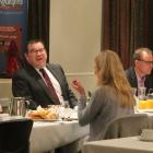 Minister of Finance Grant Robertson shares a laugh with Southern Institute of Technology interim...