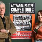 Aotearoa Poster Competition organisers Bruce Mahalski and Veronica Brett. Photo: Linda Robertson