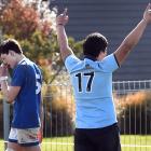 Trevor Elisara of King's celebrates their win over Southland Boys'. PHOTO: PETER MCINTOSH