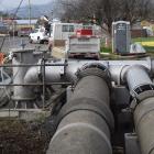 Contractors work on replacing the pumps in the Carlyle Rd pump station, in Mosgiel, last week....
