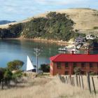 A corner of Quarantine Island looking down to the sail-like chapel, the ''married quarters'' from...