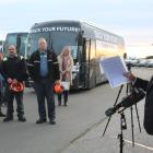 New Zealand First leader Winston Peters address dozen of Tiwai workers during his ‘‘Back Your...