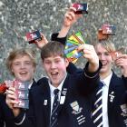 Five of the seven Otago Boys’ High School pupils who created a Maori card game that has hit store...