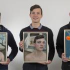 Rhys Gardener (left), Kyle De Koning and Matt Wilson  with the portraits painted by  Anton...