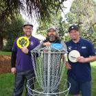Enjoying the Queenstown Classic disc golf competition yesterday are the event’s organisers (from...