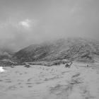 Snow has settled at the summit of the Crown Range Road this morning. Photo: MetService