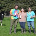 Steve Mears, daughter Katie and wife Shelli Mears, of Palmerston, launched their Otago Fresh Milk...