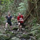 Orlaith Heron and Steve Tripp practice their off-road technique. Photo: Linda Robertson