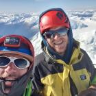 A selfie of Melvin Krook and Andy Hoare (right) at the summit of Mt Aspiring, unaware they would...