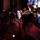 Labour Party leader and New Zealand Prime Minister Jacinda Ardern among her supporters after...