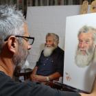Luggate portrait artist Stephen Martyn Welch paints Cardrona farmer and curler Ray Anderson....