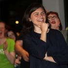 Chloe Swarbrick watches the results roll in last night. Photo: Getty Images
