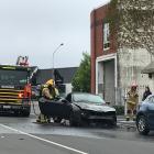 A car was significantly damaged after it caught fire in Roslyn today. Photo: Linda Robertson