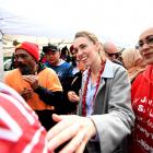 Labour leader Jacinda Ardern meets supporters at Otara Market at the weekend. Photo:Getty Images 