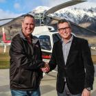 Glacier Southern Lakes Helicopters owner Pat West (left) and then Ngai Tahu Tourism chief...