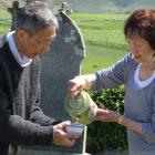 Leslie and Maisie Wong, of Dunedin, perform a Chinese spiritual blessing and prayer at Drybread...