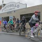 Trish Rigby leads a group of cyclists on a sponsored ride for MS Otago from Portobello to the...