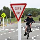 Michael (left) and Conall Fenton try out the new learn to ride track in Burwood. Photo: Supplied