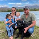 Nine-year-old black Labrador Roxy enjoys some fuss from her family after going missing for 24...