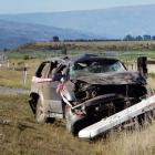 The remains of a car involved in a fatal crash near Luggate on Thursday night. PHOTO: MARK PRICE