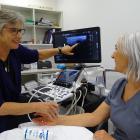 Wanaka sonographer Jill Muirhead demonstrates the latest ultrasound technology to radiographer...