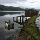 The car ended upside down in Otago Harbour after coming off Portobello Rd this evening. Photo:...