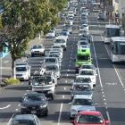 Nose-to-tail traffic crawls through central Dunedin. PHOTO: OTAGO DAILY TIMES FILES