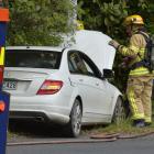 A late-model Mercedes Benz hit a street light pole at Opoho Loop Rd in Dunedin this morning....