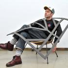 Simon Swale ‘‘performs’’ his recent work exploring gates and their shadows 
...
