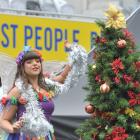 Rainbow Rosalind entertains the crowd at a Christmas in the Stadium event at Forsyth Barr Stadium...