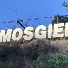 The Mosgiel sign is lit up on Tuesday night. PHOTO: JESSICA WILSON

