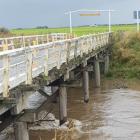 The Channel Road bridge at Tussock Creek was affected by recent heavy flooding. Photo: SOUTHLAND...