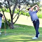 Eventual champion Kazuma Kobori tees off on the 13th hole of the Otago Strokeplay Championships...
