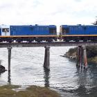 The Seasider train  nears the end of its latest 45-minute trip from Dunedin to Waitati yesterday....
