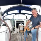 Ross Blackman on Sojourn II at the Otago Yacht Club marina yesterday. PHOTOS: PETER MCINTOSH

