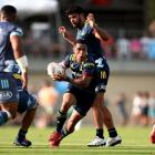 Aaron Smith, of the Highlanders, runs the ball during his side’s Super Rugby Aotearoa pre-season...