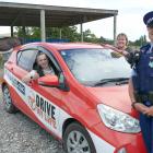 South Otago Drive My Life student Briar Dawson (in car) picks up some last-minute driving test...