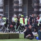 Bicycles are lined up at the 2021 Bike Breakfast at the Dunedin Railway Station on Wednesday...