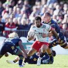 Rene Ranger of the Crusaders charges forward during the Farmlands Cup pre-season Super Rugby...