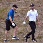 Australians D’Arcy Short (left) and Matthew Wade at the Otago Golf Club yesterday. PHOTOS: PETER...