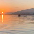 Twizel’s Craig Lay enjoys the backdrop of a spectacular sunrise during a recent kayak training...