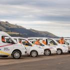 Port Otago’s light vehicle fleet of electric vans and cars. PHOTO: SHARRON BENNETT