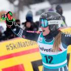 Alice Robinson celebrates her winning run. Photo: Getty Images 